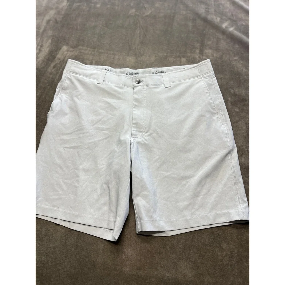 Callaway Mens Golf Shorts Size 36 Light Gray Performance‎ Stretch Flat Front
